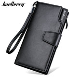 baellerry Men's Long Luxury Leather Wallet with Zipper