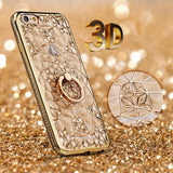 Axbety 3D Gold Ring Grip Case for iPhone 6, 6 Plus, 6S, 6S Plus, 7, 7 Plus, 8, 8 Plus, X, XS, XR, XS Max, 11, 11 Pro, 11 Pro Max