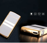 Electronic Display USB Rechargeable Metal Plasma Lighter with Double Arc Pulse