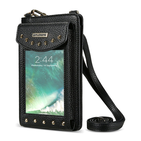  Phone Bag Touch Screen PU Leather Crossbody Bag, Universal  Phone Wallet Pouch Shoulder bag for iPhone Xs Max XR X 8 7 Plus,Samsung  Galaxy S8 S9 Plus Note 8, S10 Lite