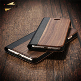 KISSCASE Wood and Leather Fusion Flip Wallet Case For iPhone 6, 6 Plus, 6S, 6S Plus, 7, 7 Plus, 8, 8 Plus, X, XR, XS, XS Max, 11, 11 Pro, 11 Pro Max, Samsung Galaxy S7, S7 Edge, S8, S8 Plus, S9, S9 Plus, S10, S10E, S10 Plus