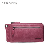 Sendefn Women's Long Genuine Leather Wallet Purse with Universal Phone Pocket