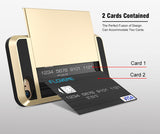 FLOVEME Armour Case with Sliding Credit Card Slot For iPhone 4, 4S, 5, 5S, 5C, SE, 6, 6S, 6 Plus, 6S Plus, 7, 7 Plus, 8, 8 Plus, X, XR, XS, XS Max