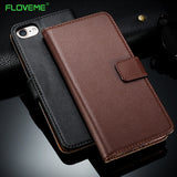 FLOVEME Deluxe Leather Flip Wallet Case For iPhone 5, 5S, 5C, SE, 6, 6 Plus, 6S, 6S Plus, 7, 7 Plus, 8, 8 Plus, X