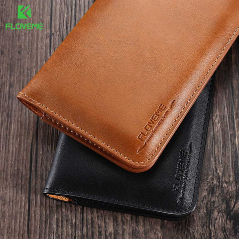 FLOVEME Genuine Leather Wallet Case For iPhone X 8 7 6 6S 5 5S SE