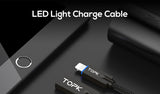 TOPK LED Light Durable Nylon Braided Lightning to USB Cable For Apple Products