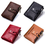 CONTACT'S Genuine Leather Compact Men's Wallet with Dual Zipper Pockets