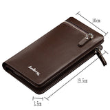 baellerry Men's Long Luxury Leather Wallet with Zipper Front and Pocket