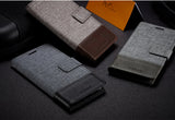 UTOPER Business Leather and Canvas Design Flip Wallet Case For iPhone 5, 5S, 5C, SE, 6, 6 Plus, 6S, 6S Plus, 7, 7 Plus, 8, 8 Plus, X, XR, XS, XS Max