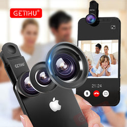 GETIHU Universal 3-in-1 Clip-on Camera Lens - Fisheye, Macro and Wide-Angle