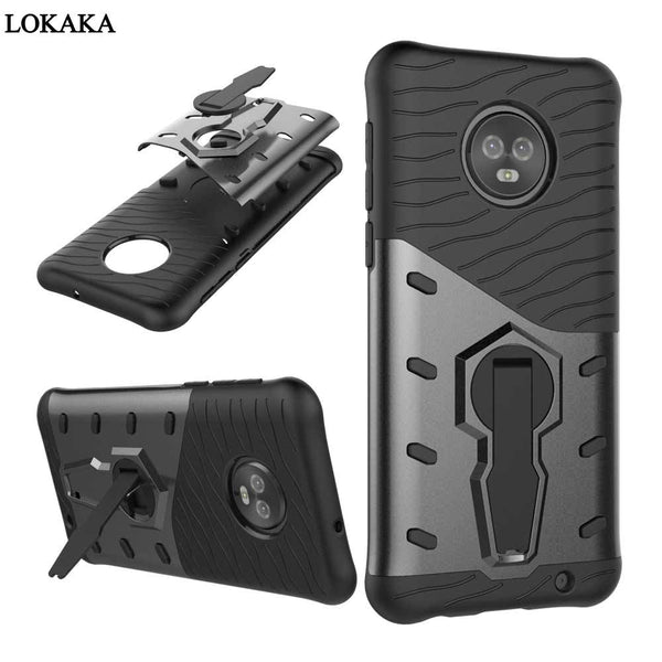 LOKAKA Armour Case with Kickstand for Motorola G6, G6 Plus