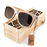 BOBO BIRD Full Bamboo Wood Polarised Square Sunglasses with Gift Box