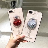 Moving Glitter Red Wine Case for iPhone 4, 4S, 5, 5S, SE, 6, 6S, 6 Plus, 6S Plus, 7, 7 Plus, 8, 8 Plus, X, XR, XS, XS Max