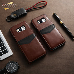 KISSCASE Leather Vertical Flip Pouch Wallet Case for Samsung Galaxy S6, S6 Edge, S7, S7 Edge, S8, S8 Plus, S9, S9 Plus, S10E, S10, S10 Plus, Note 9, Note 10, Note 10 Plus