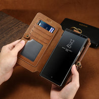 FLOVEME Luxury Leather High Capacity Double Flip Wallet Case For Samsung Galaxy S6, S6 Edge, S6 Edge Plus, S7, S7 Edge, S8, S8 Plus, S9, S9 Plus, S10, S10E, S10 Plus, S20, S20 Plus, S20 Ultra, Note 3, Note 4, Note 5, Note 8, Note 9, Note 10, Note 10 Plus