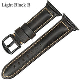 MAIKES Oil Wax Genuine Leather Strap Band For Apple Watch Series 1, 2, 3, 4, 5 - Stainless Steel Black or Silver Buckles