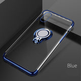 Ultra Thin Transparent Silicone Case with Magnetic Metal Ring Grip For iPhone 6, 6 Plus, 6S, 6S Plus, 7, 7 Plus, 8, 8 Plus, X, XR, XS, XS Max
