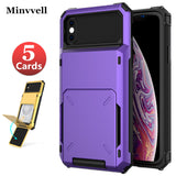 Minvvell Hidden Flip Compartment Hybrid Armour Card Wallet Case for iPhone 6, 6S, 6 Plus, 6S Plus, 7, 7 Plus, 8, 8 Plus, X, XR, XS, XS Max, 11, 11 Pro, 11 Pro Max, SE 2020, 12 Mini, 12, 12 Pro, 12 Pro Max